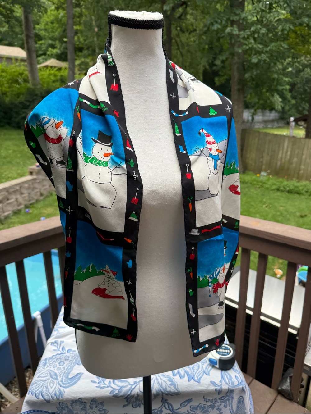 Silk Scarf 100% Made Exclusively For Seasons Snowmen Ski Sled Skate